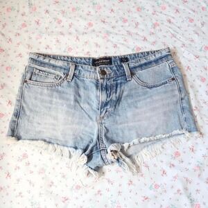 lucky brand distressed cutoff denim shorts light wash y2k